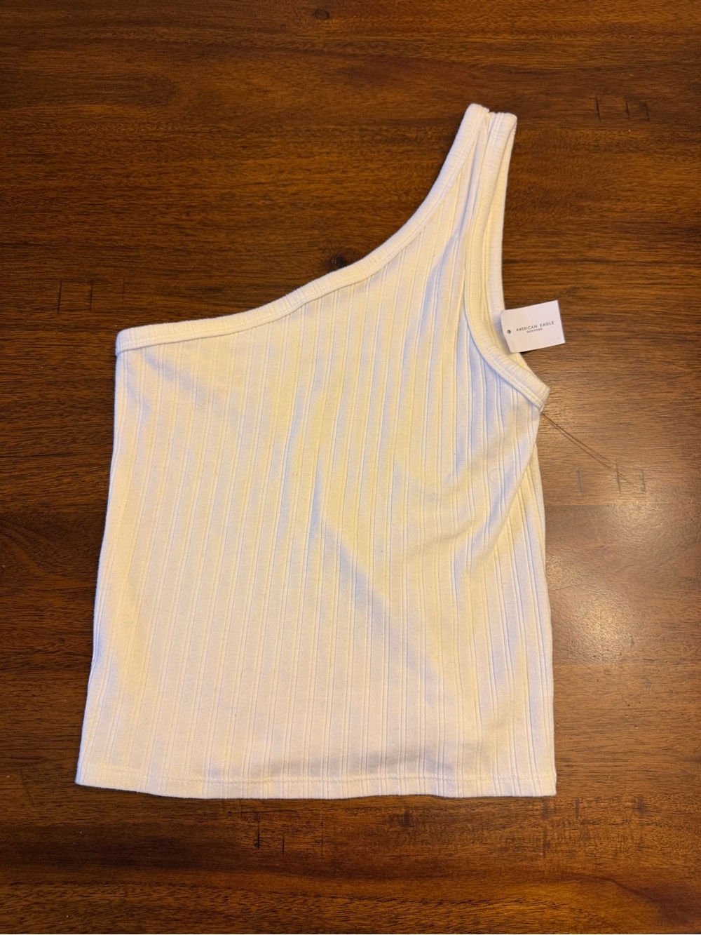 American Eagle Outfitters One-Shoulder Ribbed Tank Top - White